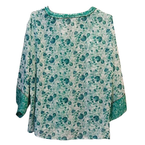 CHICO'S 3 Blouse Top Tunic Swim Cover Up XL Sheer Beaded Sequin Beach Vacation - Picture 4 of 9